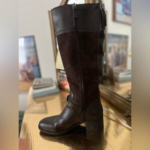 Franco Sarto Choc Brown Suede Zip-Up High Boot Sz 6